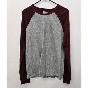 Lucky Brand Medium Red/Gray Henley Raglan Long Sleeve Softest Knit Shirt (C49)